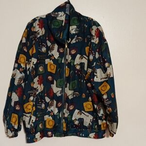 Studio Sportif Poet Themed Windbreaker Jacket Women size  XLarge Y2K  Multi Colo